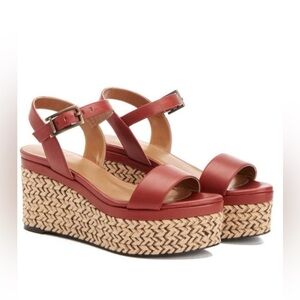 Aquatalia Women's Cassidy Calf Leather Wedge Sandal - NWOB $495